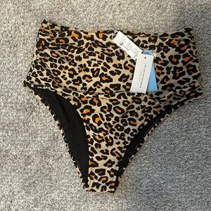 High cut high waist leopard print bikini bottom